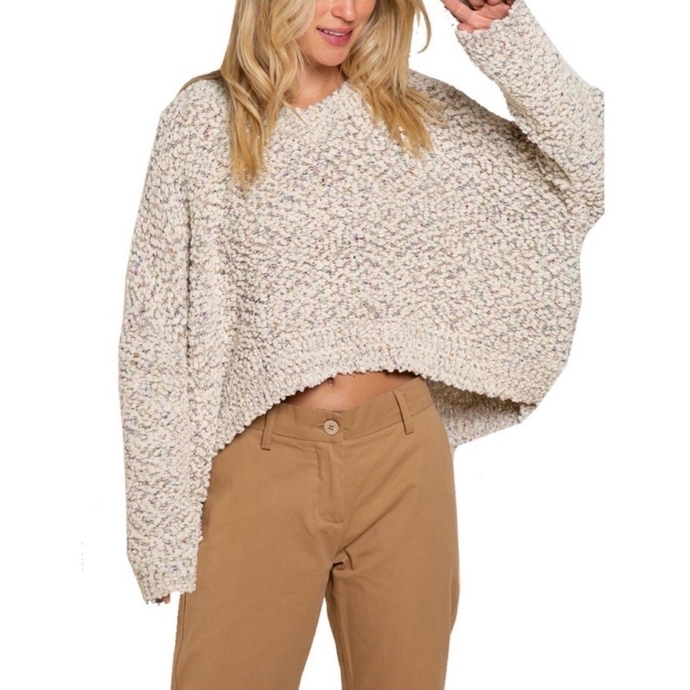 POL Off-the-Shoulder Textured Sweater in Cream